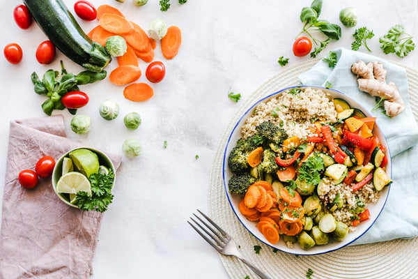 Colorful array of magnesium-rich whole foods and vegetables