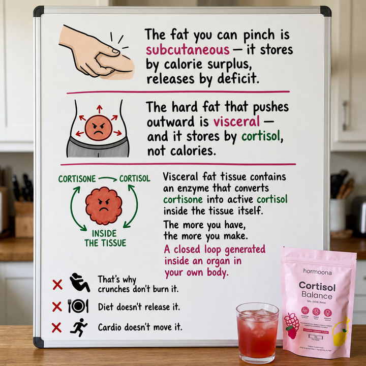 4. Belly fat behind your abs is a different tissue, and it makes its own cortisol
